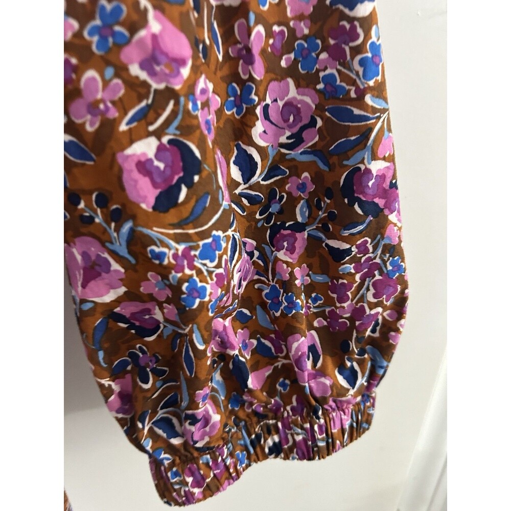 J. Crew Puff-Sleeve Popover Top shirt cottagecore floral ruffle grandma Large - Picture 4 of 9